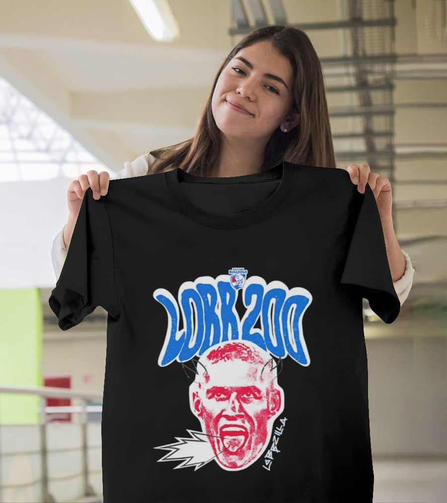 Western Bulldogs Lobb 200 Games Lobbzilla Big Head T-Shirt