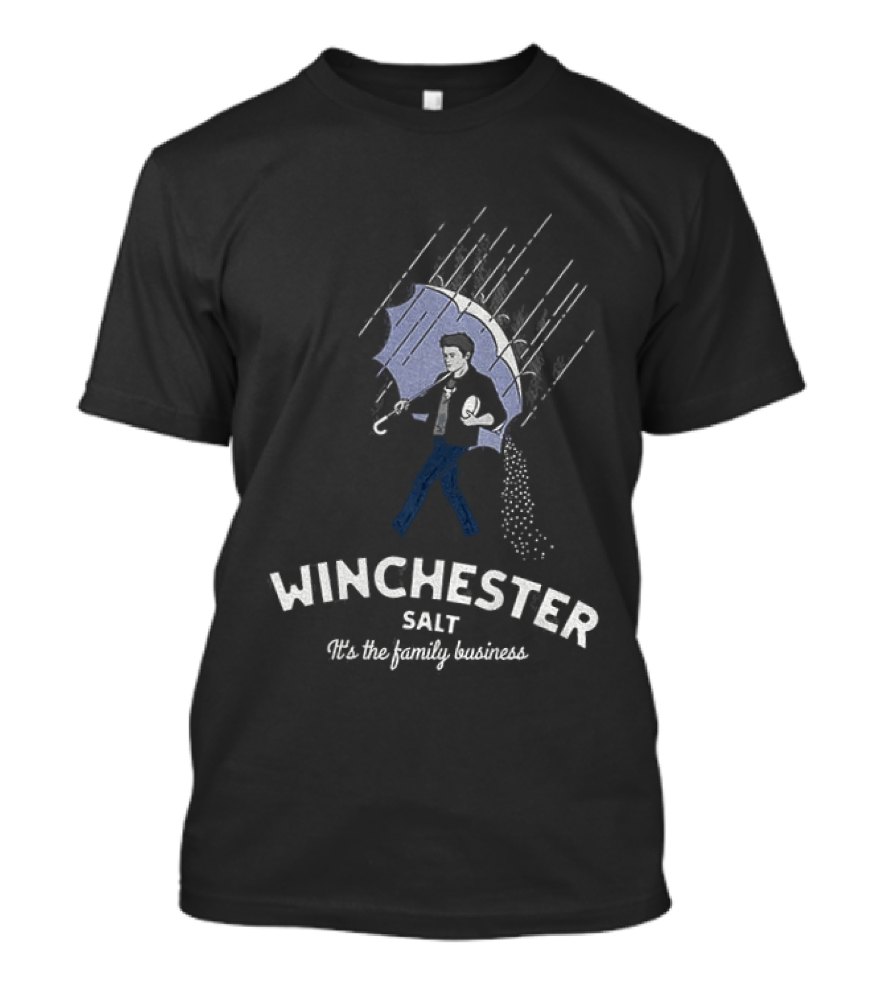Winchester Salt It's The Family Business Umbrella Rain Scene T-Shirt