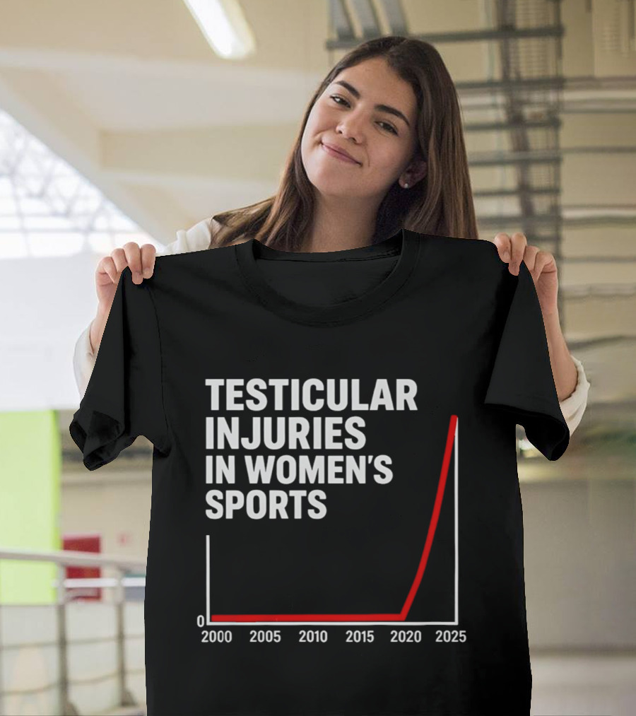 Testicular Injuries In Women's Sports Satirical Chart 2000 2025 Trend Analysis T-Shirt