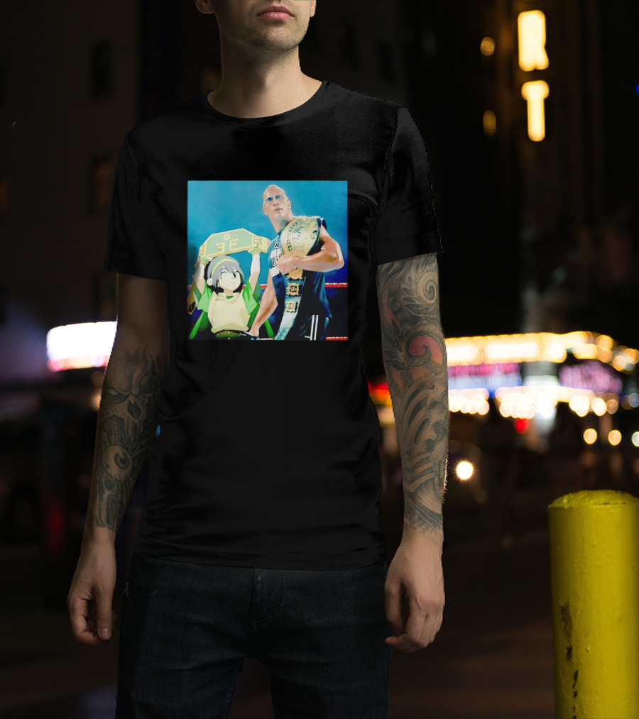 Dwayne The Rock Johnson Meets The Boulder Avatar Crossover Scene T-Shirt