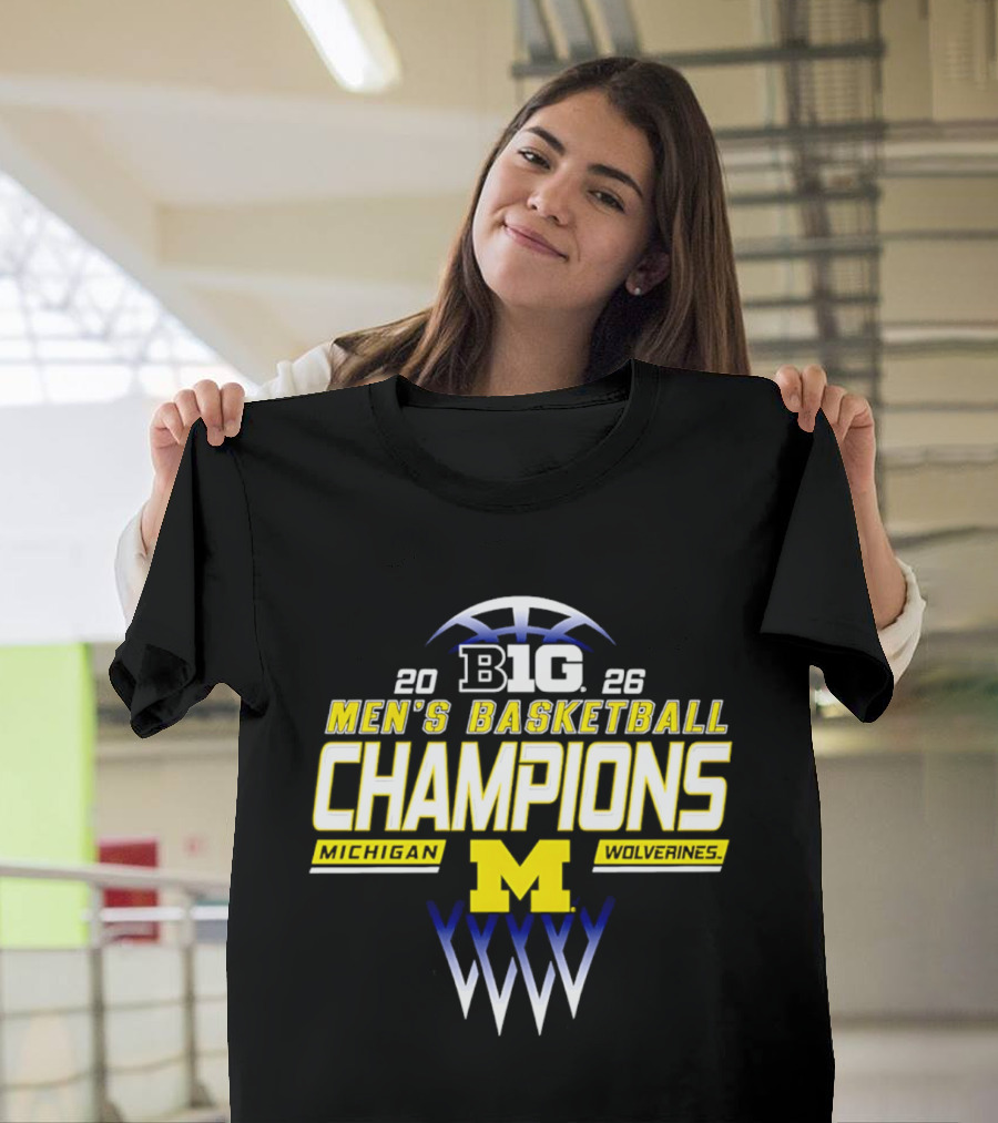 Big Ten 2026 Michigan Wolverines Men's Basketball Champions T-Shirt