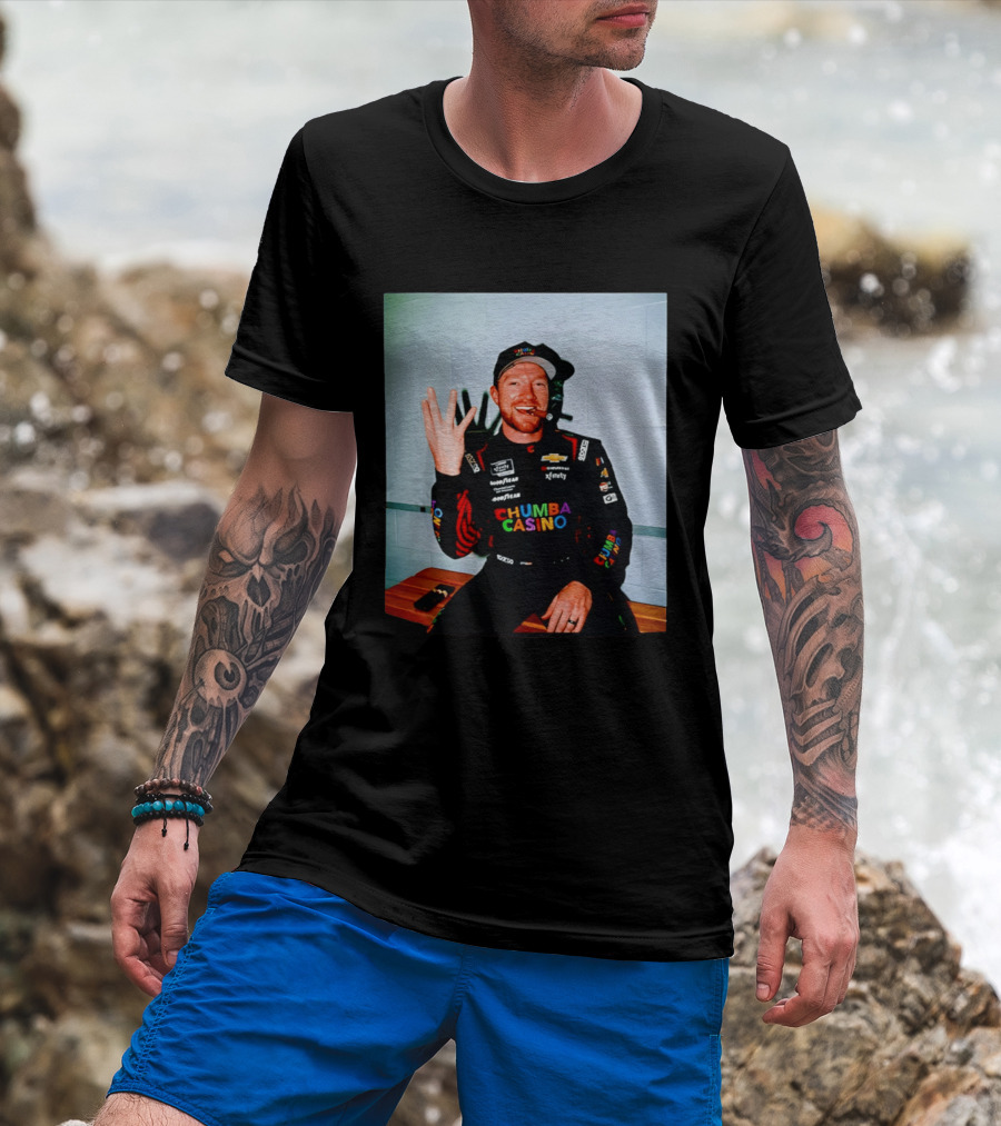 Tyler Reddick Three Peat Chumba Casino Racing Suit And Cigar Celebration T-Shirt