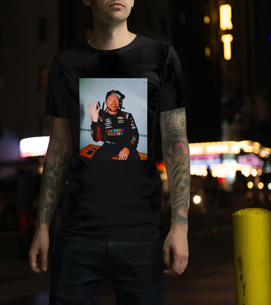 Tyler Reddick Three Peat Chumba Casino Racing Suit And Cigar Celebration T-Shirt