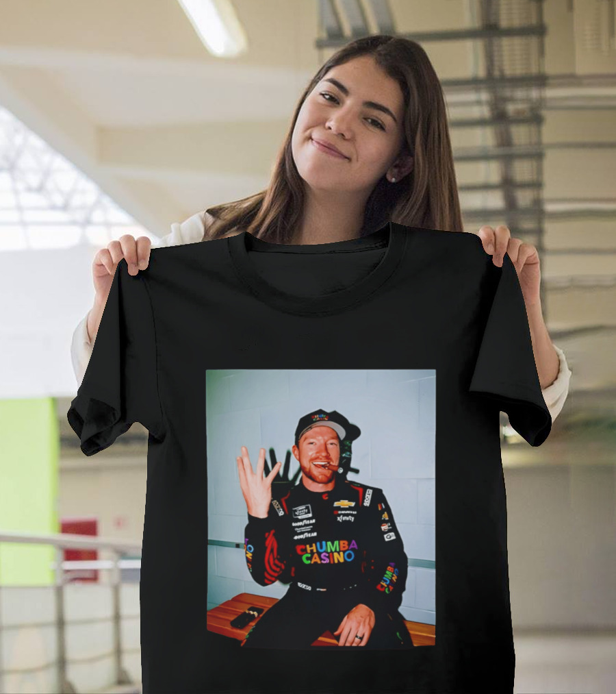 Tyler Reddick Three Peat Chumba Casino Racing Suit and Cigar Celebration T-Shirt