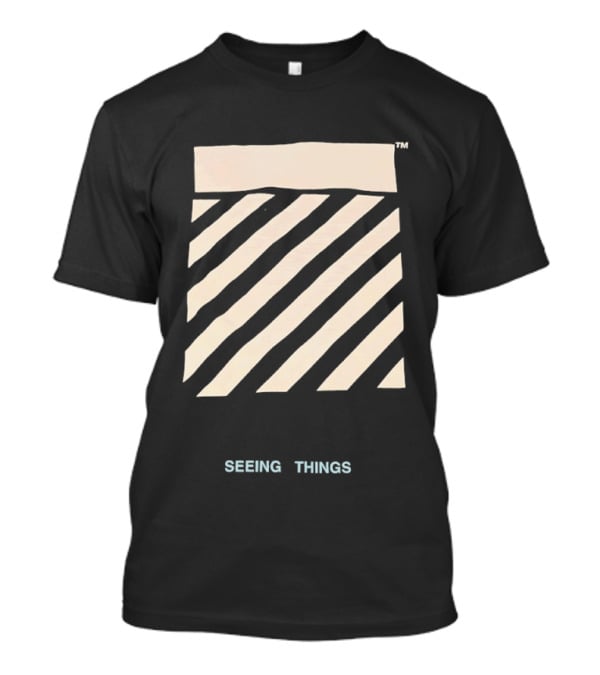 Off White Seeing Things Beige Diagonal Stripes T-Shirt
