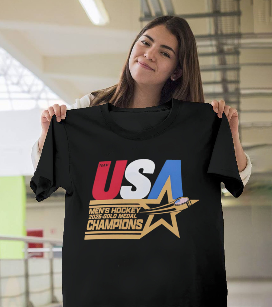USA Men's Hockey 2026 Gold Medal Champions Star T-Shirt