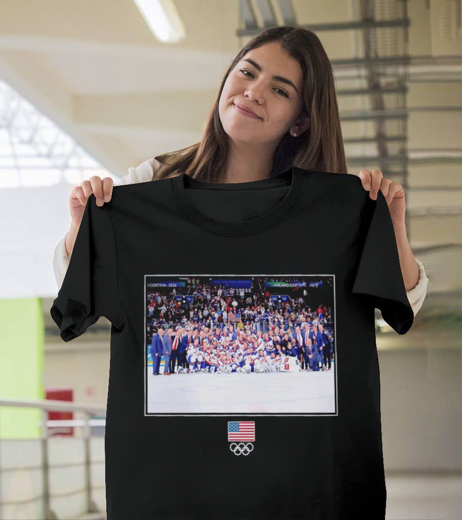 USA Hockey Team Cortina Milano 2026 Olympic Celebration T-Shirt