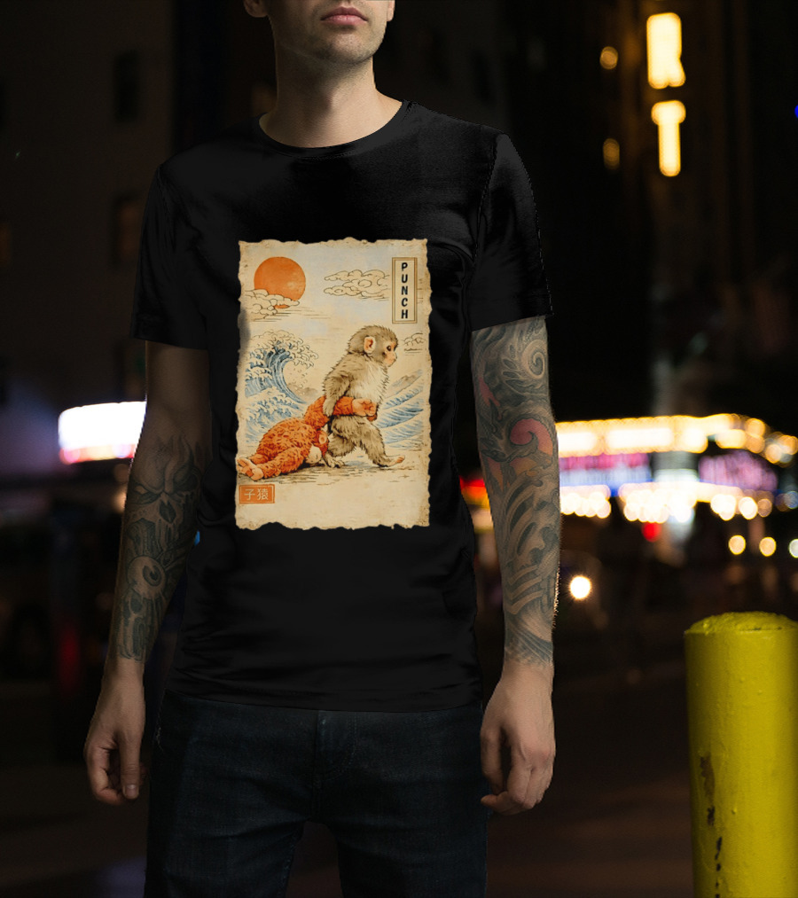 Punch Monkey Ukiyo E Wave Sun Kanji T-Shirt