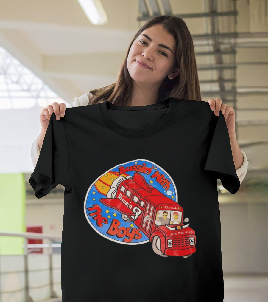 Bussin With The Boys Rocket Bus Adventure Retro Cartoon T-Shirt