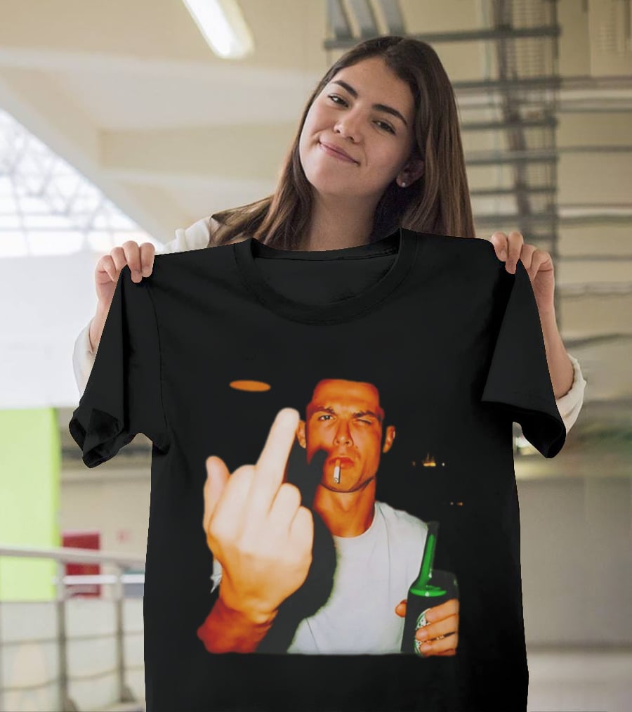 Cristiano Ronaldo Middle Finger Smoking Drinking After Hours T-Shirt