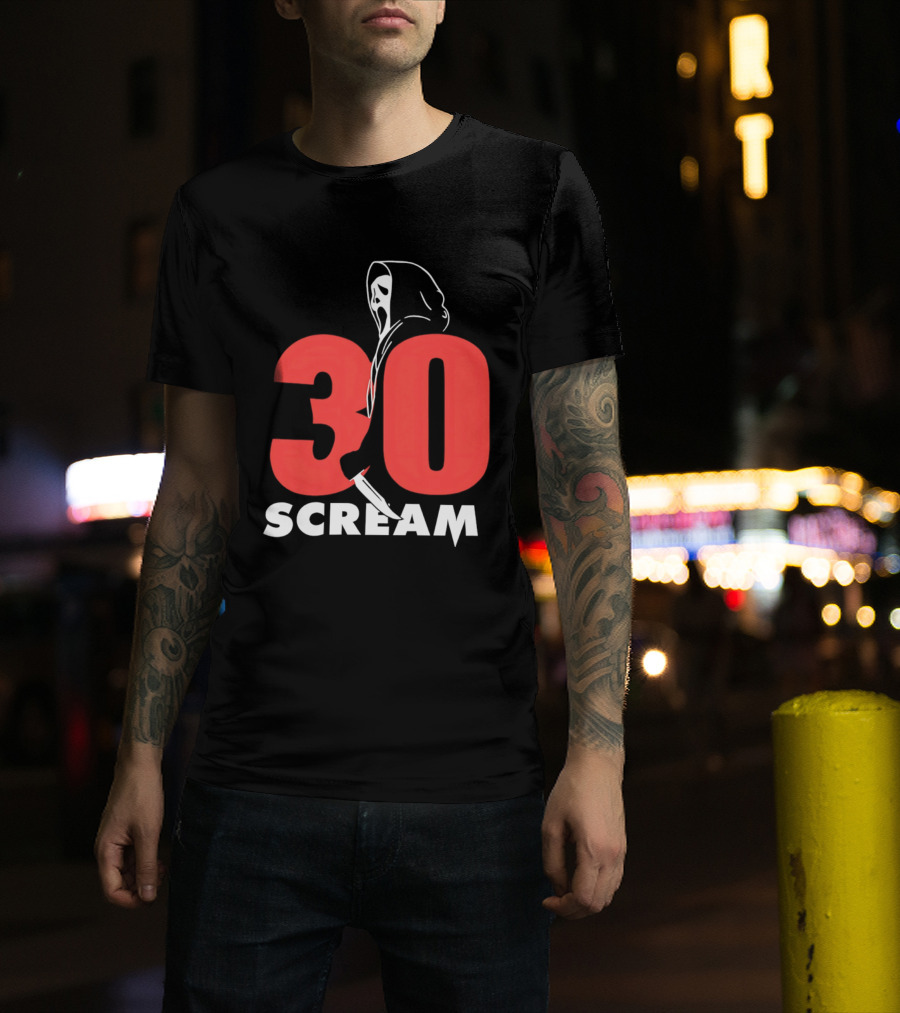 30 Scream Ghost Mask Scythe T-Shirt