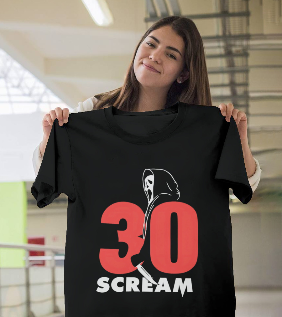 30 Scream Ghost Mask Scythe T-Shirt
