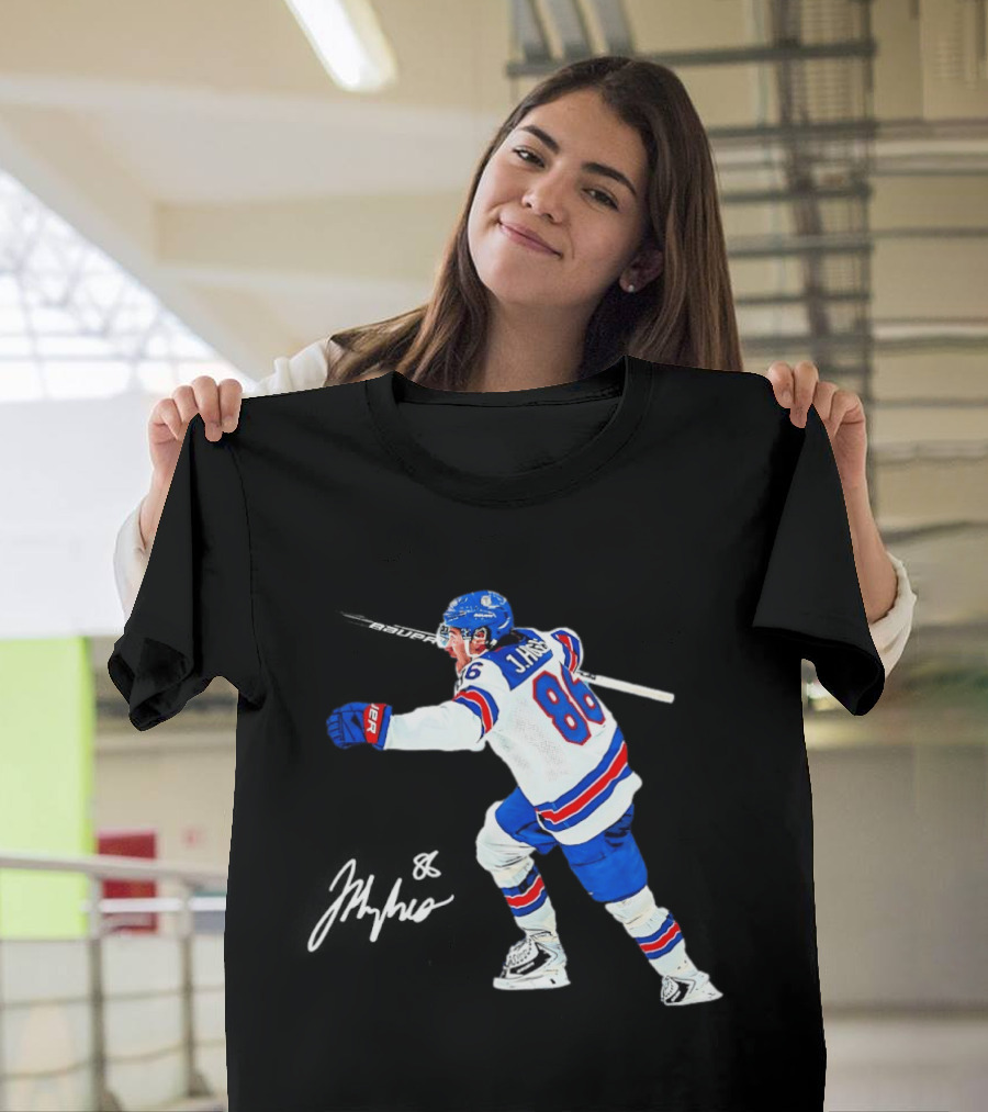 Jack Hughes 86 USA Team Hockey Celebration T-Shirt