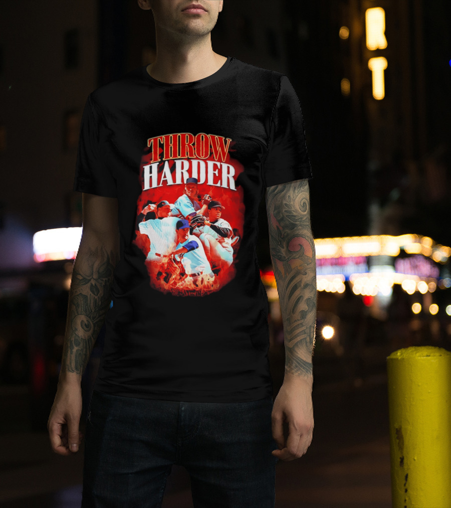 Throw Harder Baseball Players With Fire T-Shirt
