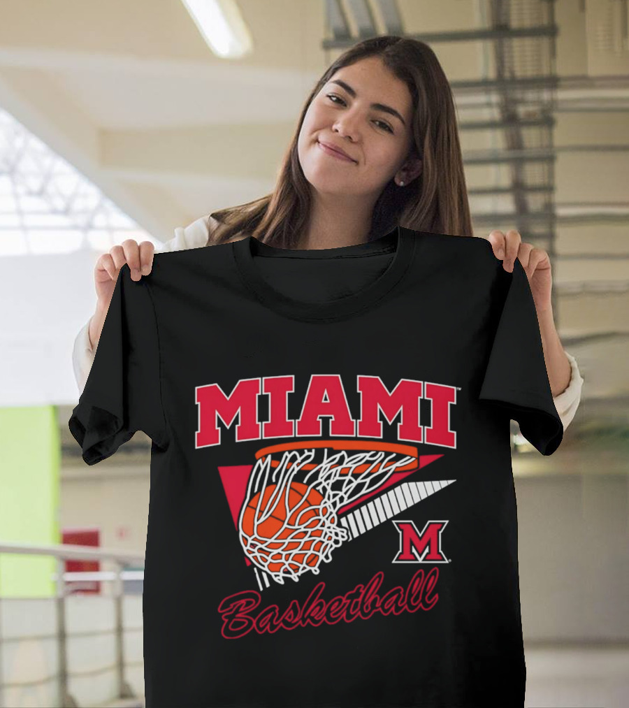 Miami Redhawks Basketball Action Hoop And Net Swish T-Shirt