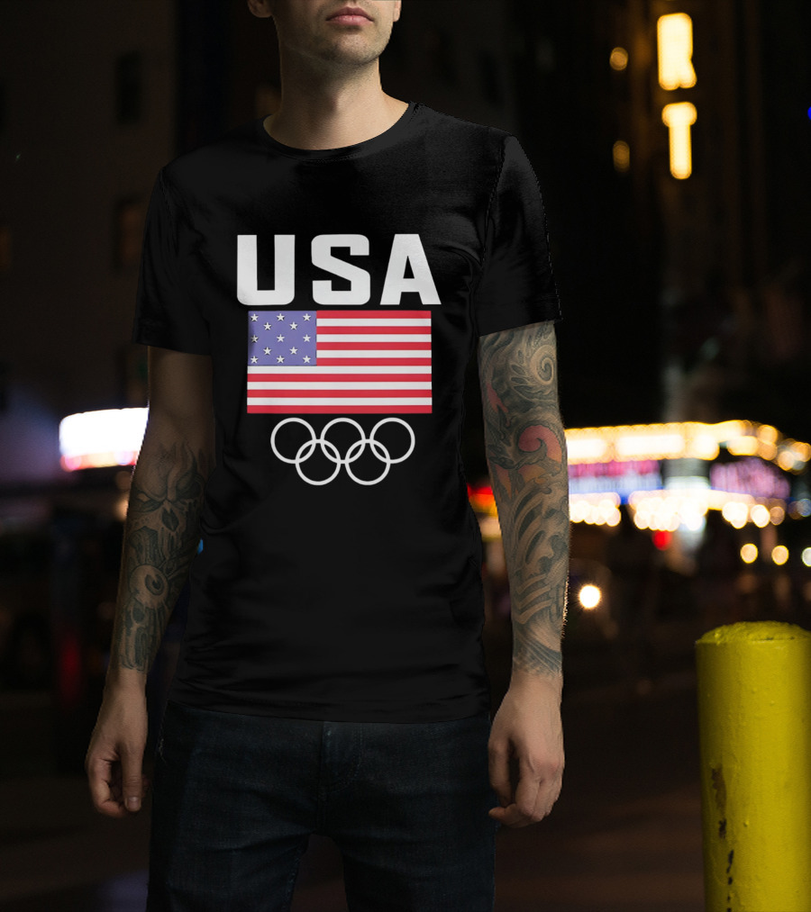 USA American Flag Olympic Rings T-Shirt