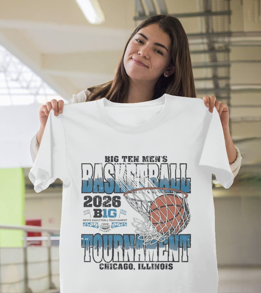 Big Ten Men's Basketball Tournament 2026 Chicago Illinois Basketball Net T-Shirt