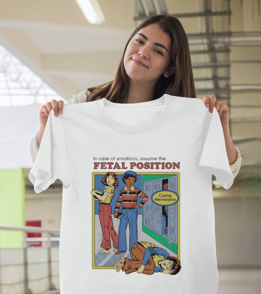 Coping Mechanisms Fetal Position Retro School Locker Scene T-Shirt