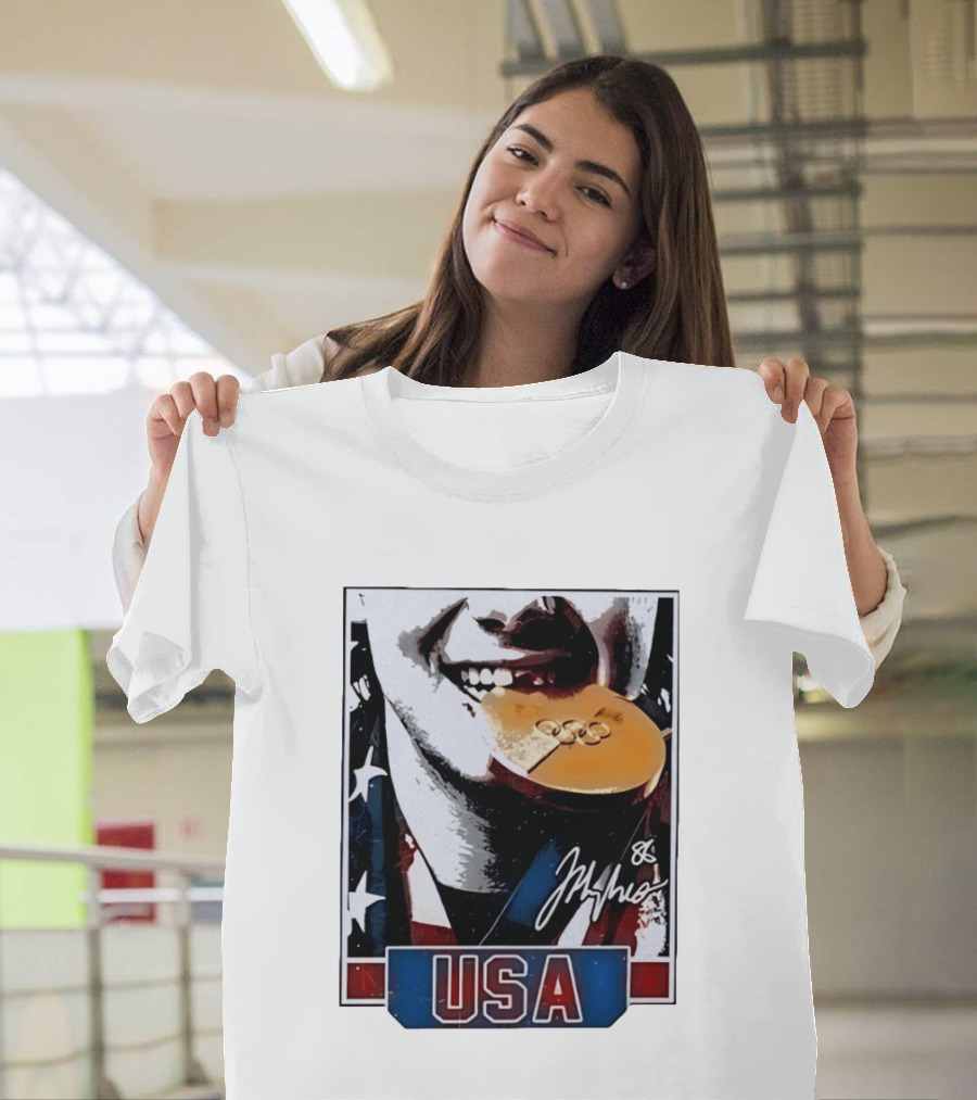 USA Gold Medal Hockey Jack Hughes Autograph 88 T-Shirt