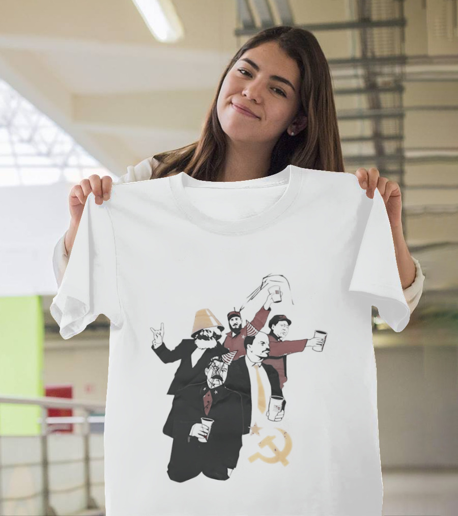 Drunk Karl Marx Vladimir Lenin Joseph Stalin Mao Zedong Fidel Castro Party Communist Humor Lamp Hat T-Shirt