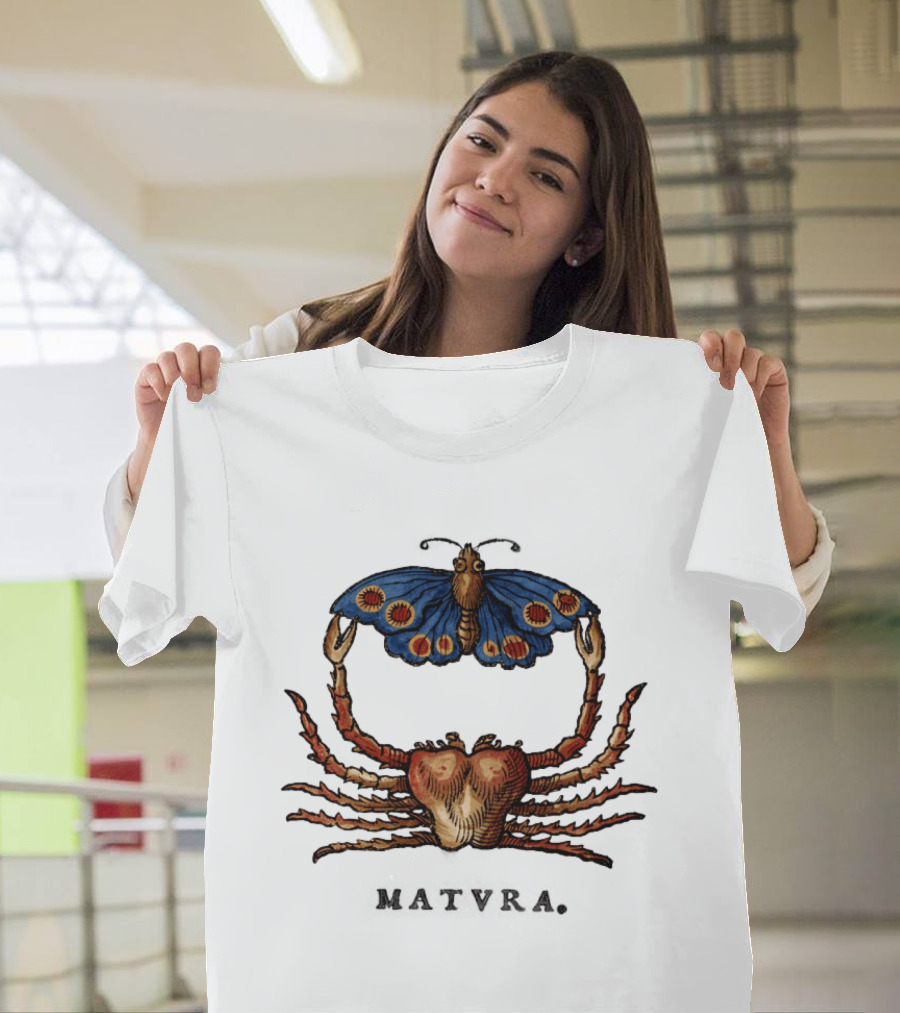 Matvra Crab And Butterfly Blue Wings T-Shirt