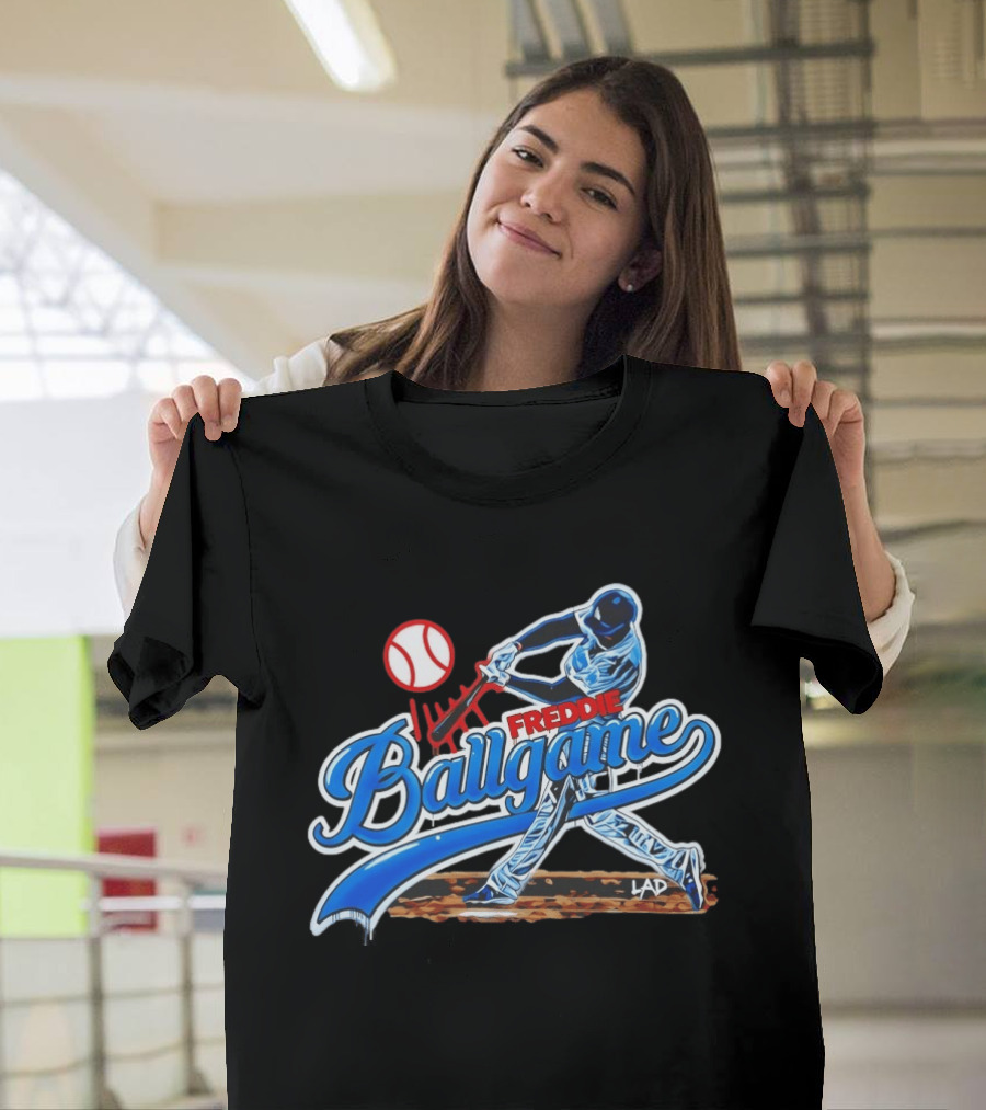 Freddie Ballgame Los Angeles Dodgers Baseball Graffiti Style Batter T-Shirt