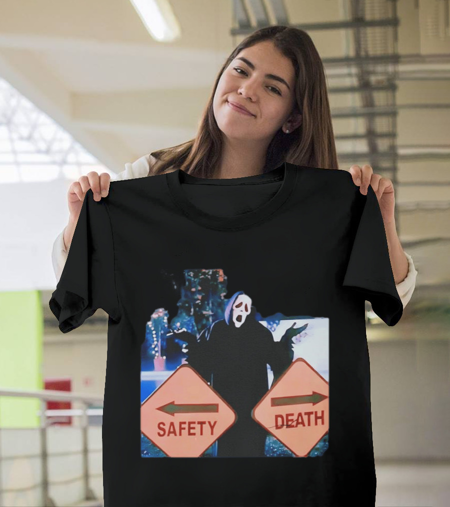 Ghostface Scream Safety Left Death Right Signs T-Shirt