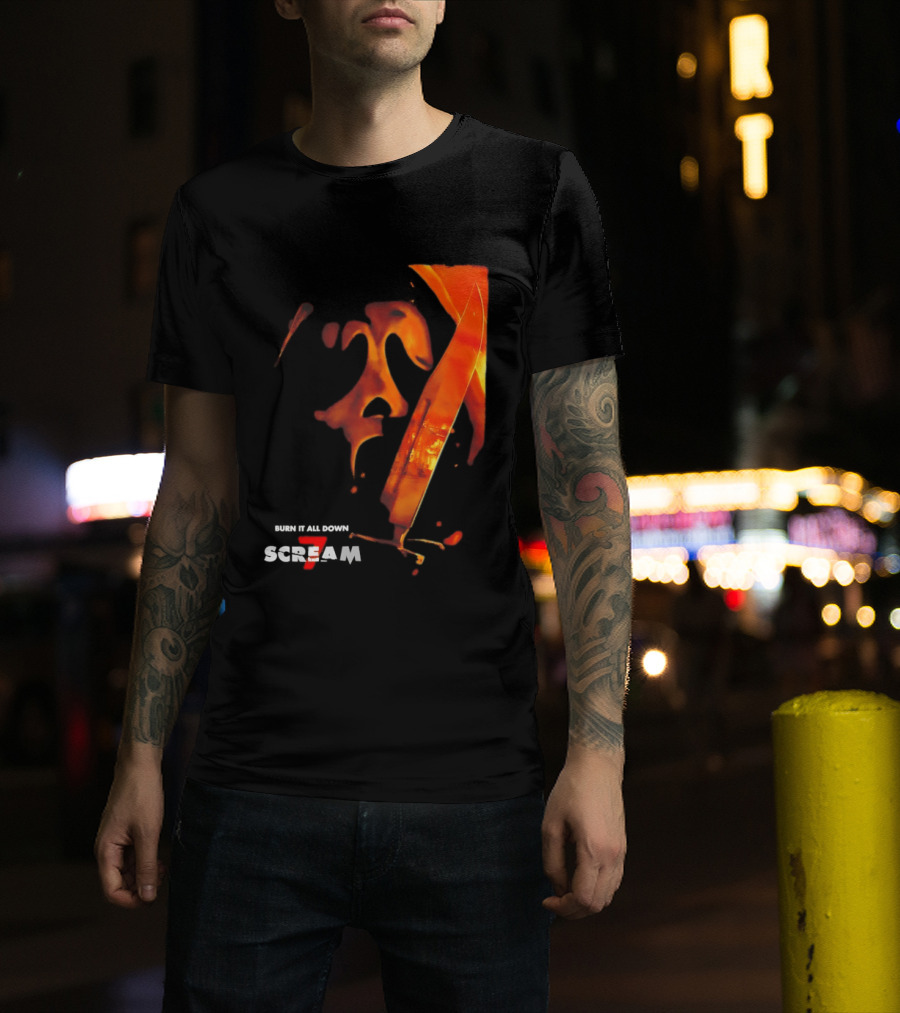 Scream 7 Ghostface Burn It Down Knife T-Shirt