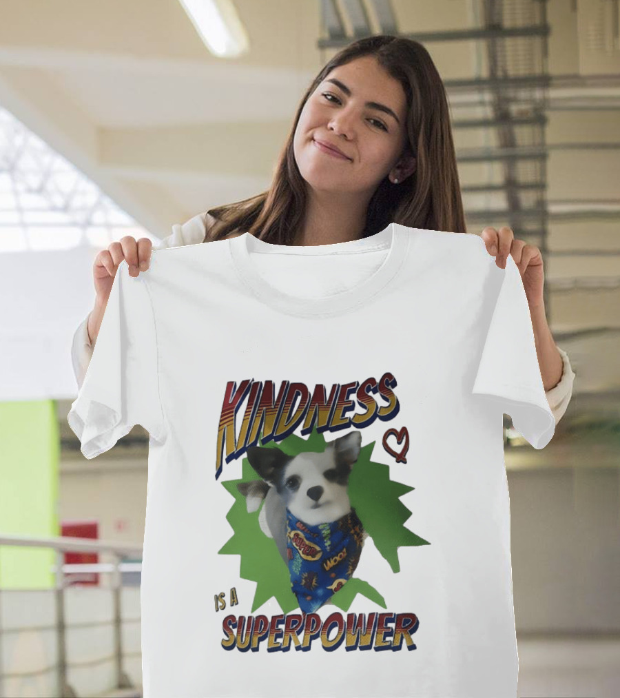 Kindness Is A Superpower Dog With Cape And Heart T-Shirt