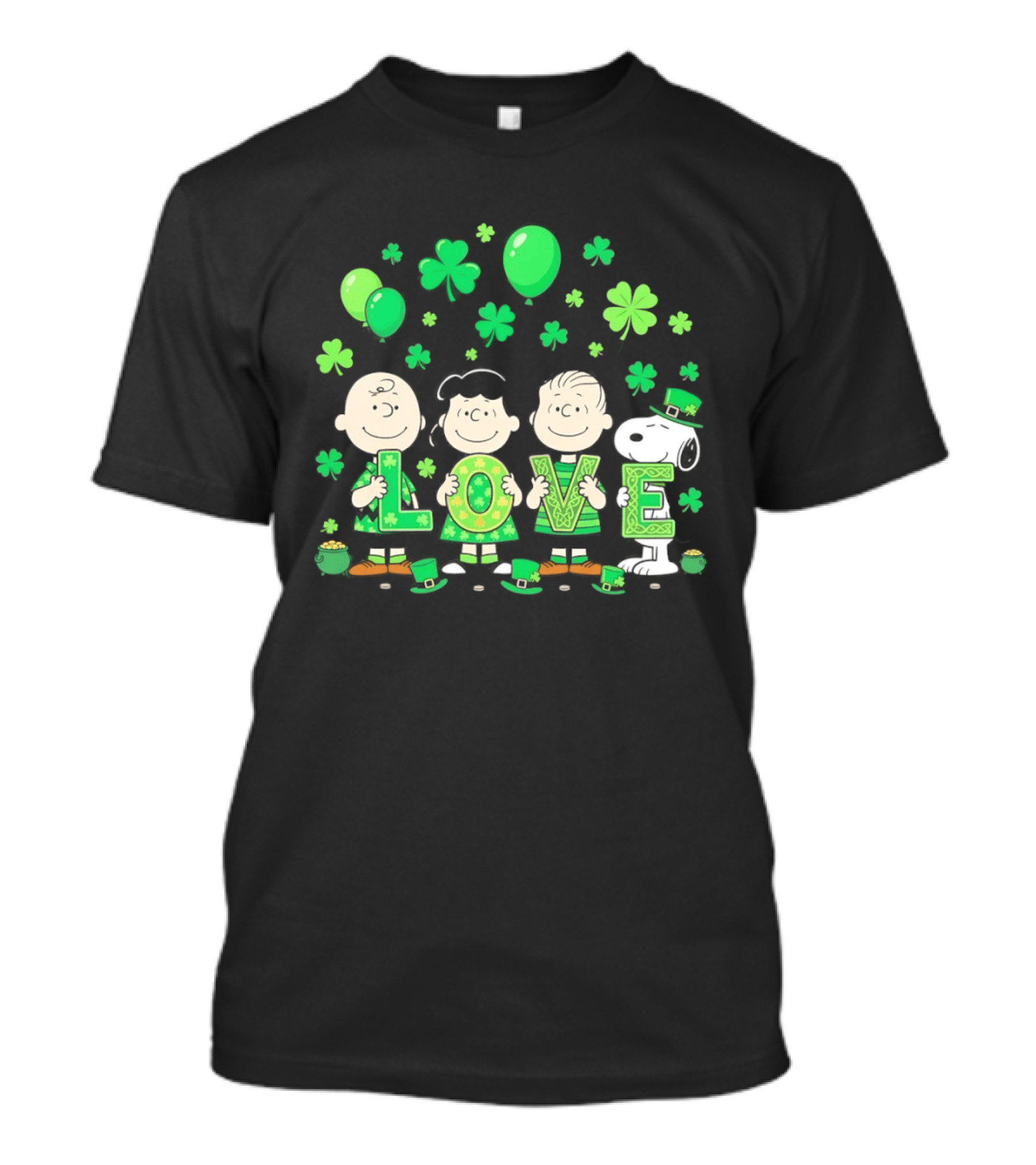 Snoopy Charlie Brown And Friends Love Shamrock St. Patrick's Day Celebration T-Shirt
