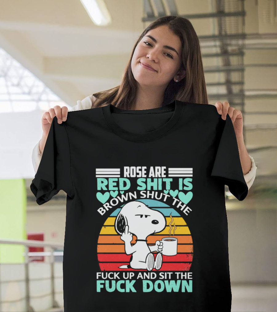 Snoopy Rose Are Red Sit Down T-Shirt