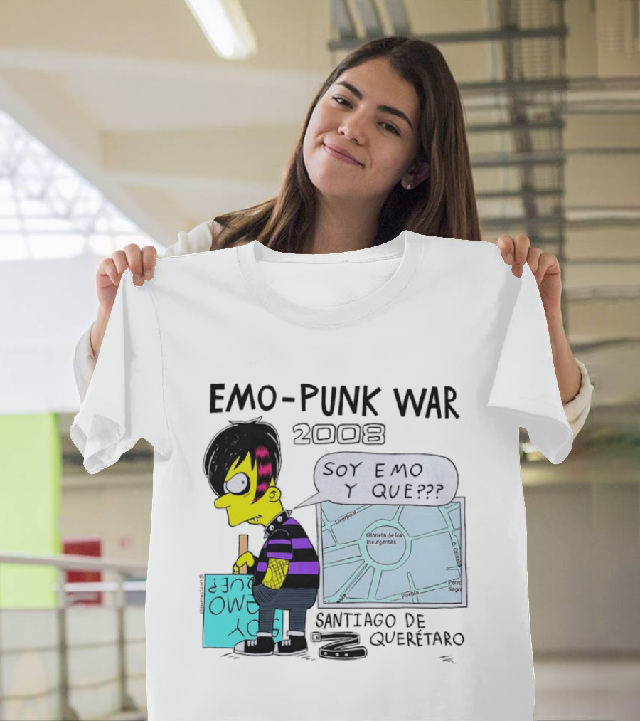 Emo Punk War 2008 Soy Emo Y Que Santiago De Queretaro Map Cartoon T-Shirt