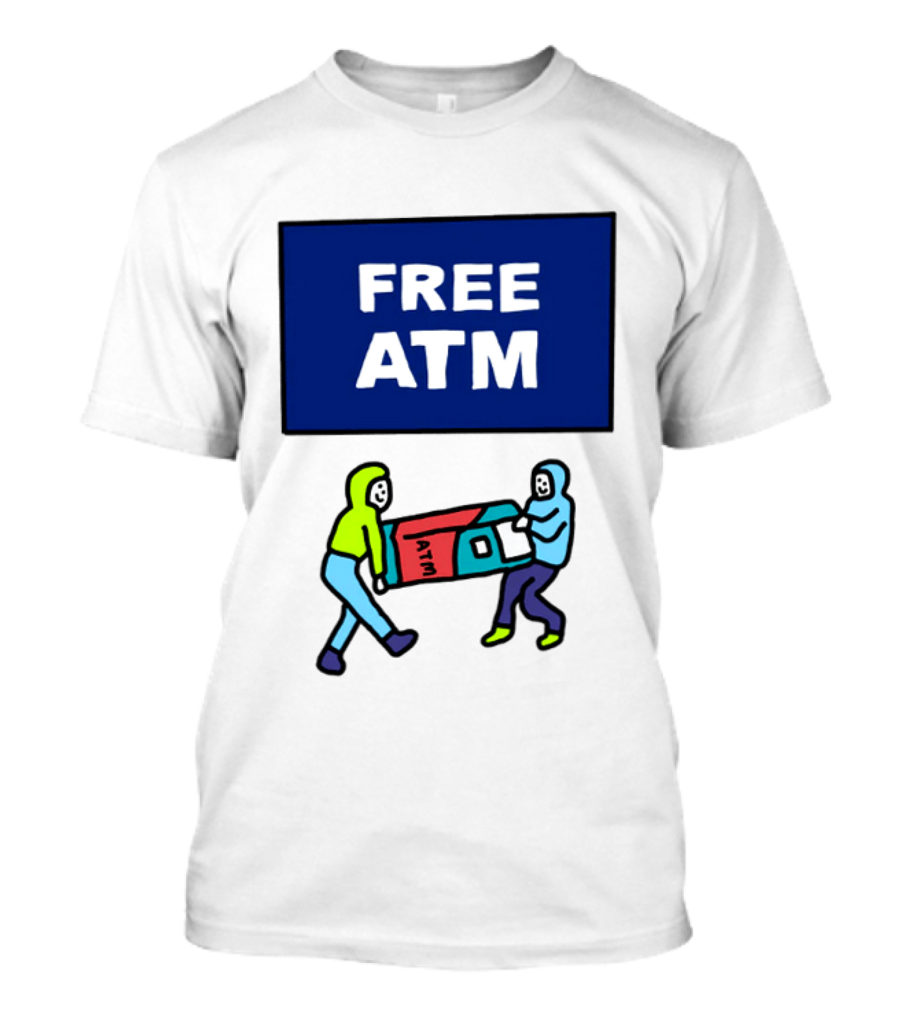 Free ATM Funny Cartoon Drawing T-Shirt