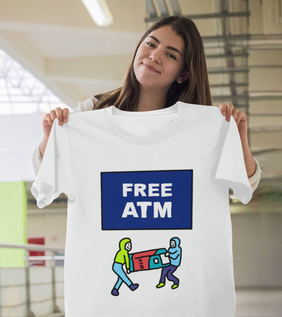 Free ATM Funny Cartoon Drawing T-Shirt