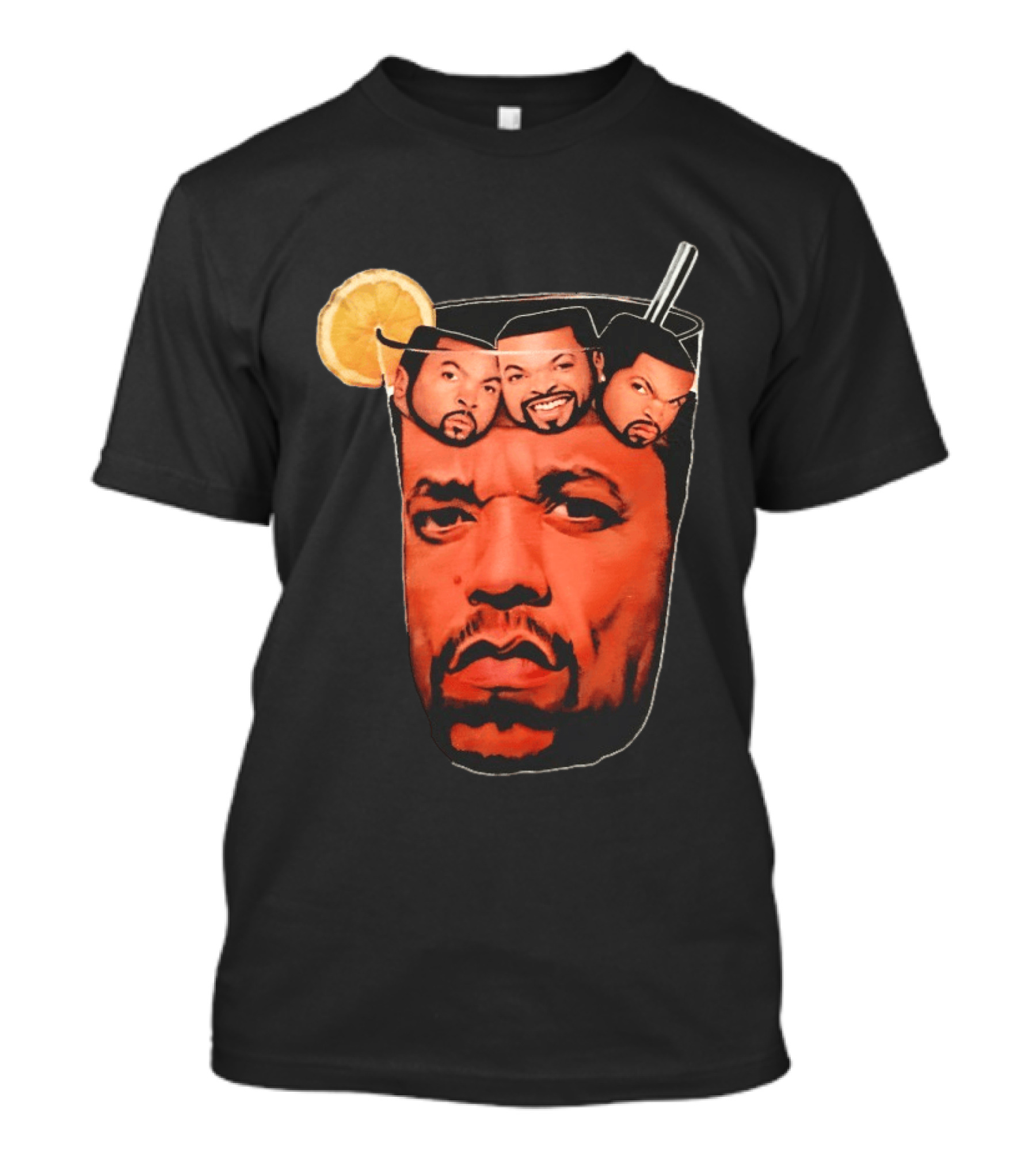 Ice And Ice Cube Faces In Glass With Lemon And Straw T-Shirt