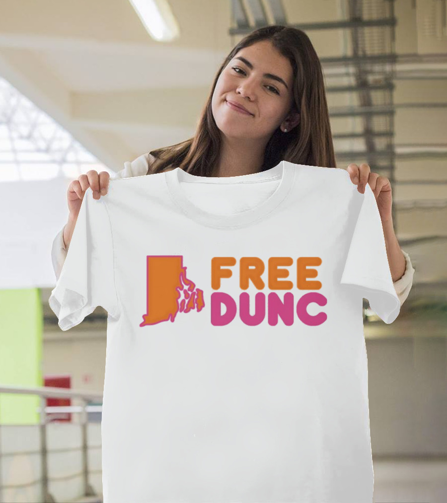 Rhode Island Outline Free Dunc Dunkin Donut T-Shirt