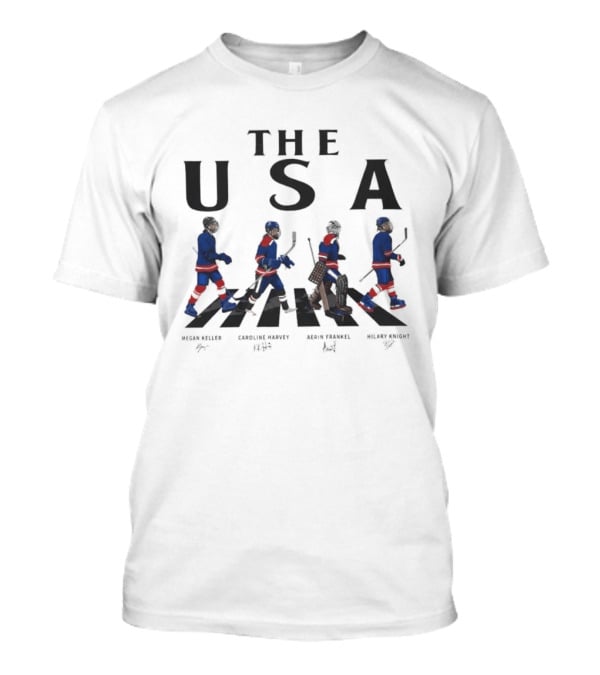 USA Women Ice Hockey Abbey Road Skaters Signatures T-Shirt
