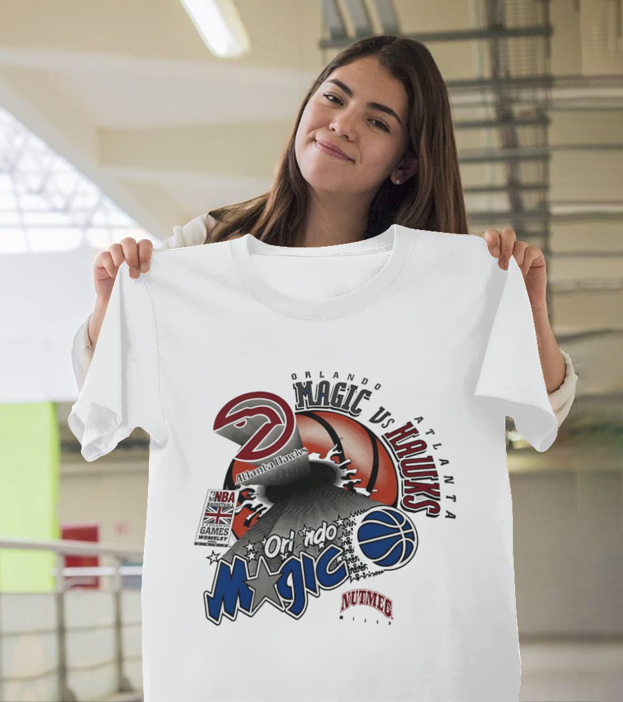 Orlando Magic Vs Atlanta Hawks NBA London 1993 Basketball Event T-Shirt