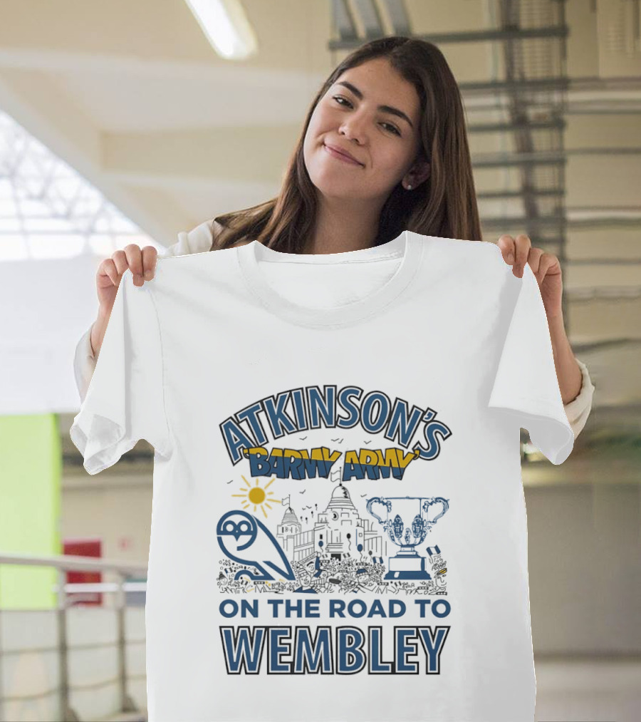 Atkinson's Barmy Army On The Road To Wembley Owl And Trophy Scene T-Shirt
