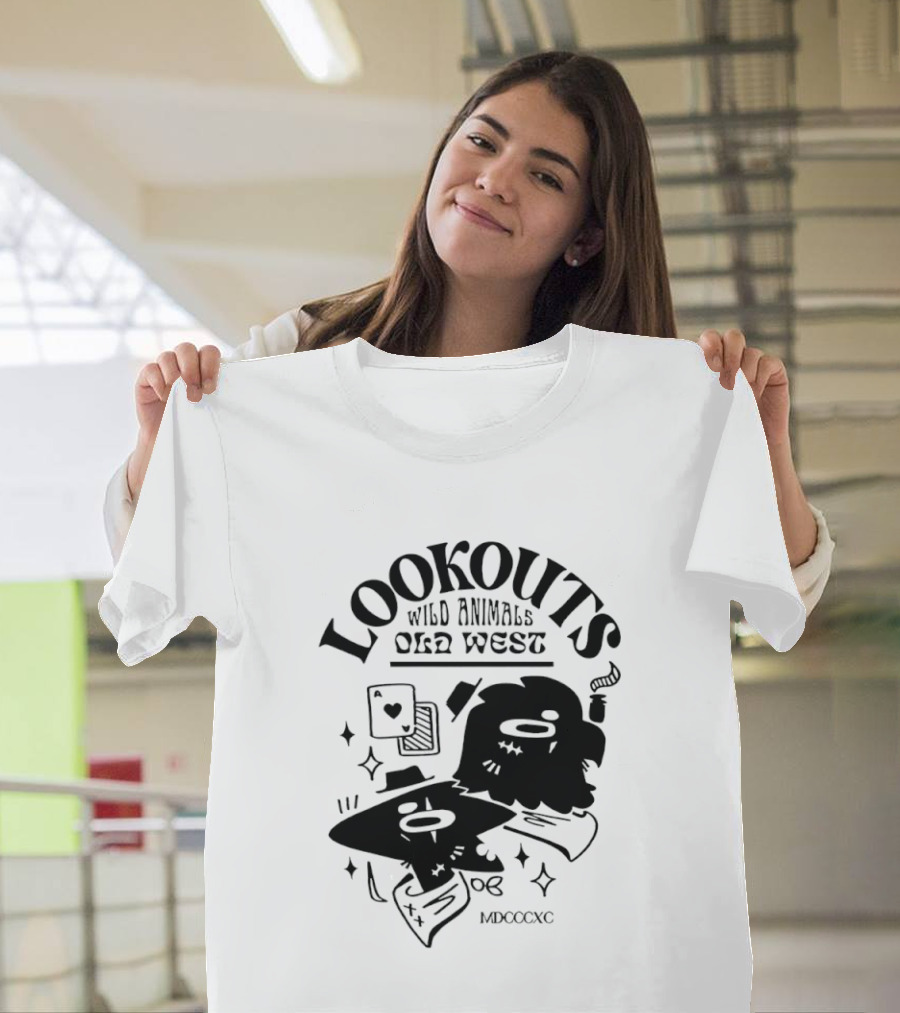Lookouts Wild Animals Old West Card Game MDCCCXC T-Shirt