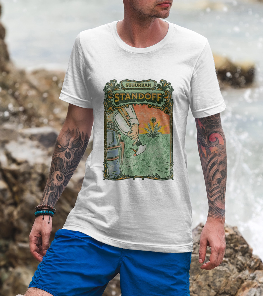 Suburban Standoff Wild West Duel Scene T-Shirt