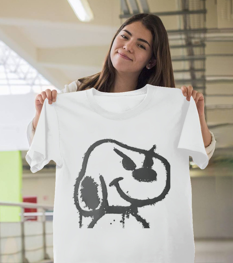 Snoopy Minimalist Outline Feeding Sketch T-Shirt