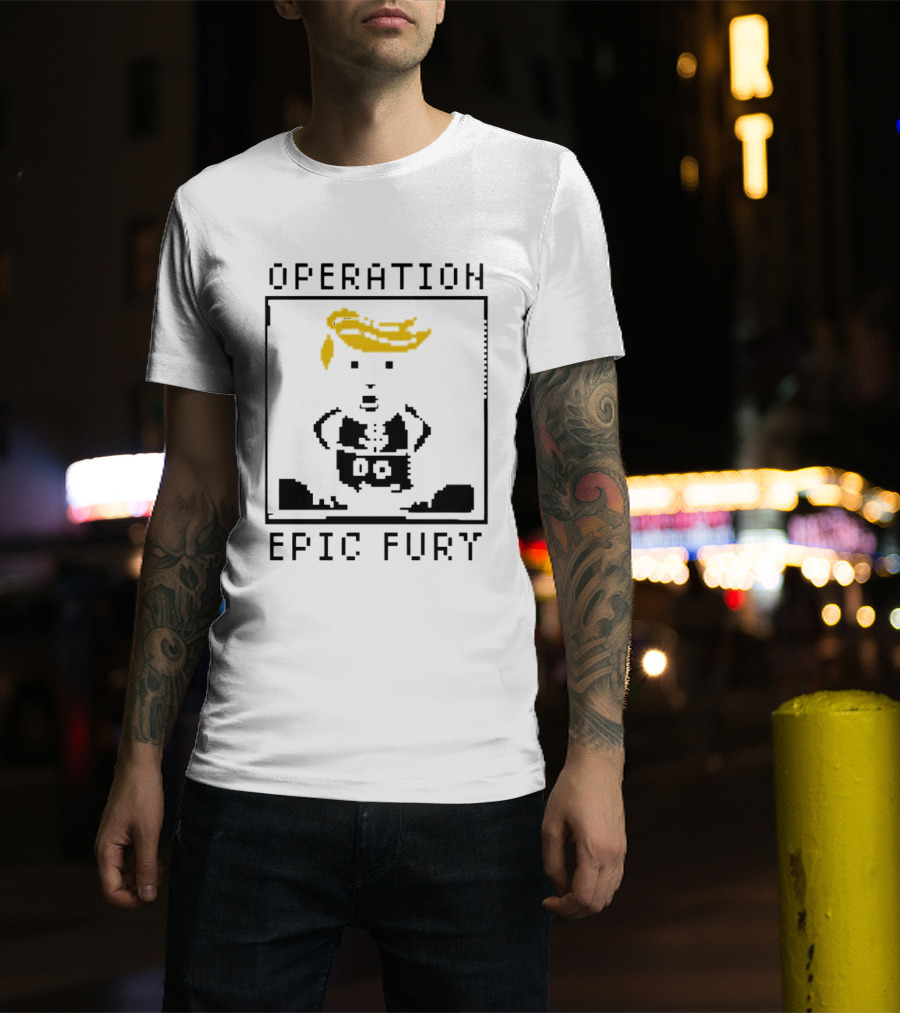 Operation Epic Fury Trump Cartoon Blocky Style Yellow Hair T-Shirt