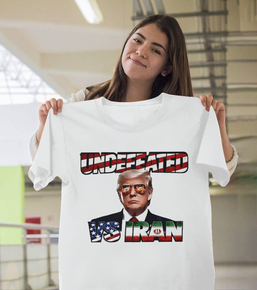 UNDEFEATED Donald Trump Sunglasses Vs Iran Flag Iconic Matchup T-Shirt