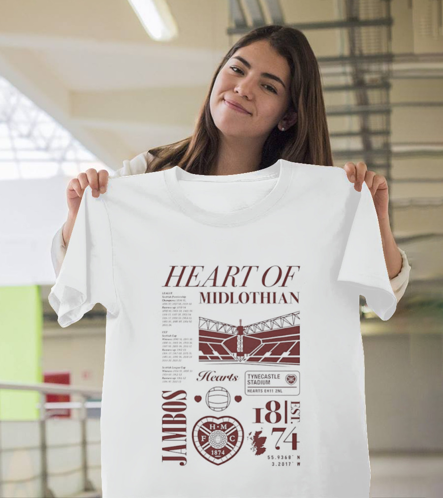 Heart Of Midlothian Jambos Est 1874 Scottish Football Club T-Shirt