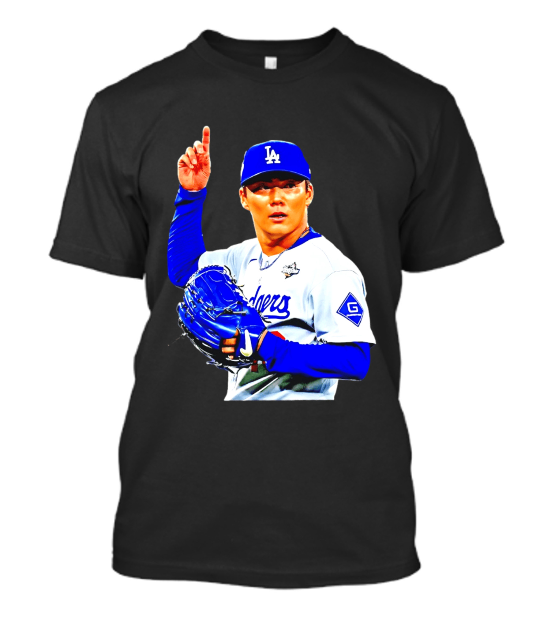 Yoshinobu Yamamoto '26 Los Angeles Dodgers Player Blue Glove T-Shirt