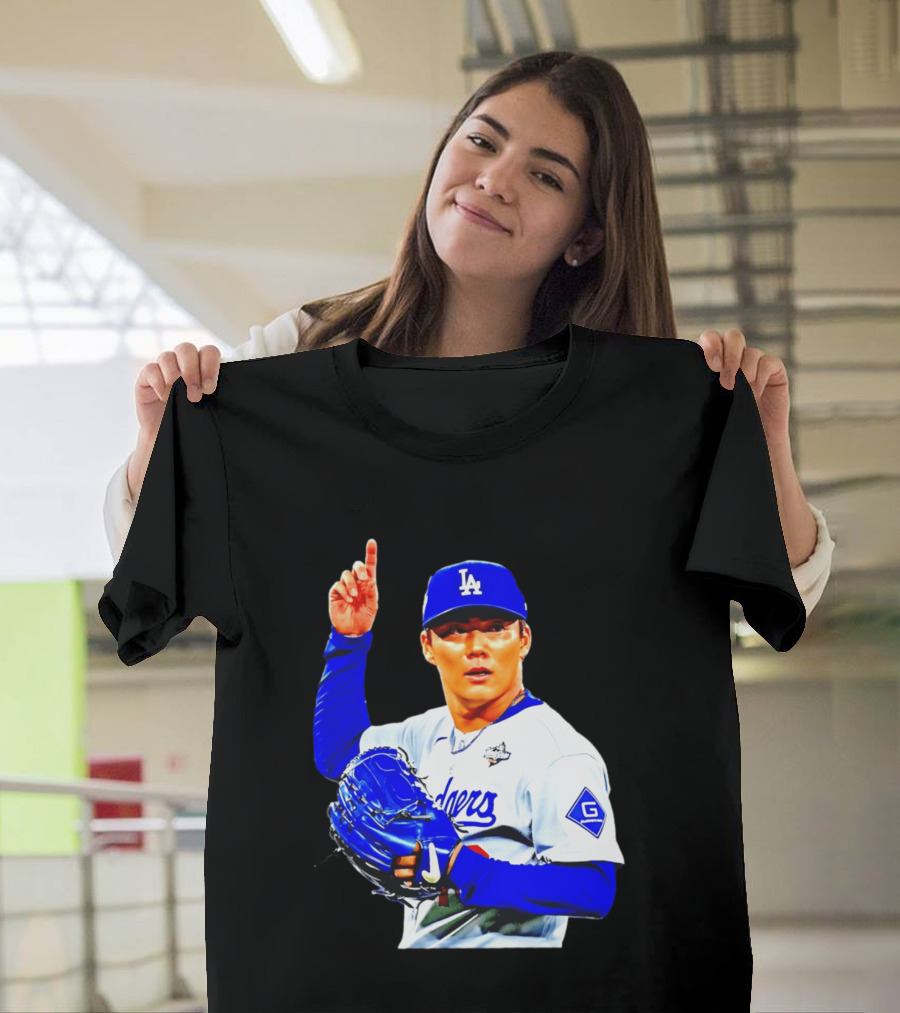 Yoshinobu Yamamoto '26 Los Angeles Dodgers Player Blue Glove T-Shirt