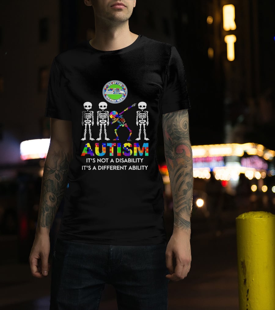 Seattle Seahawks Autism It's Not A Disability It's A Different Ability T-Shirt