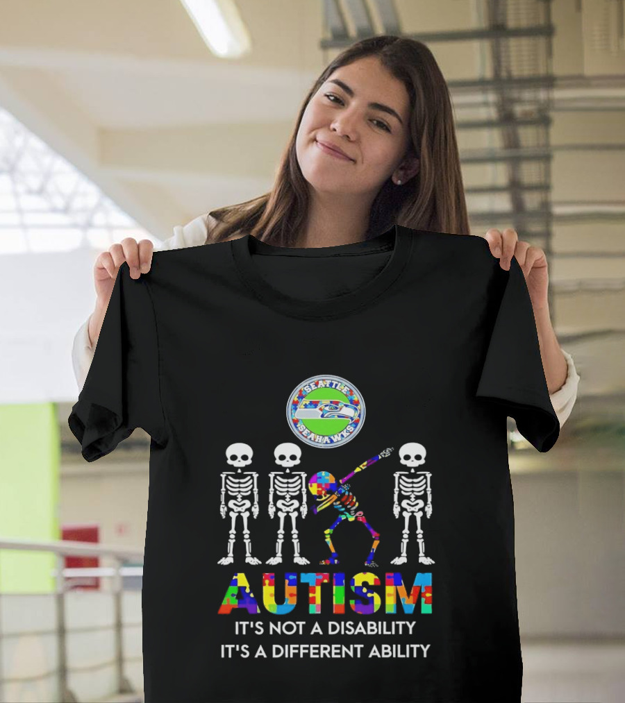 Seattle Seahawks Autism It's Not A Disability It's A Different Ability T-Shirt