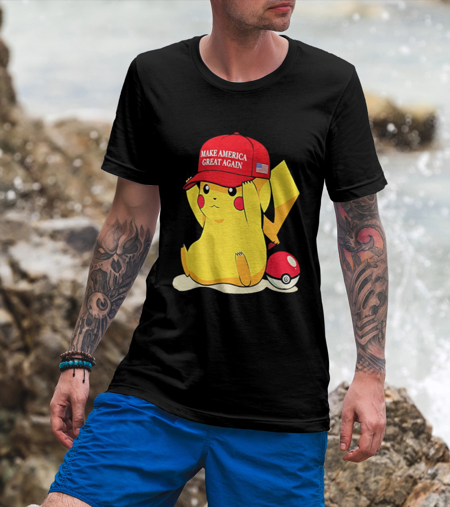 MAGA Pikachu Make America Great Again Hat Pokemon Fan Trend T-Shirt